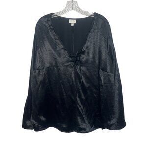 Ava & Viv Satin Shirt Blouse Womens XXL Black New WOT
